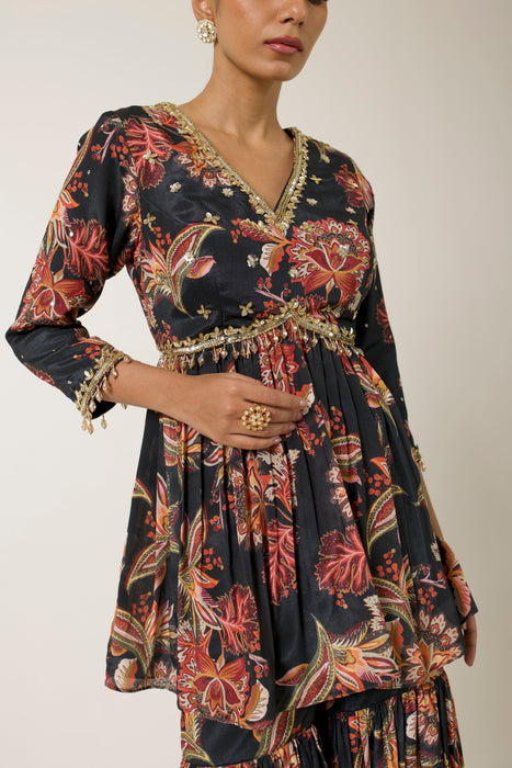 MIDNIGHT ORCHID GHARARA SET