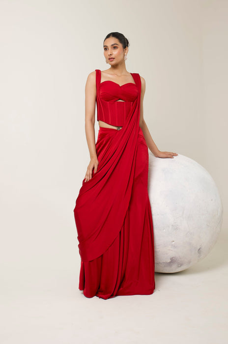 RAKT GUL CORSET SAREE