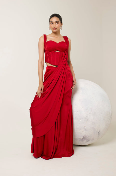 RAKT GUL CORSET SAREE