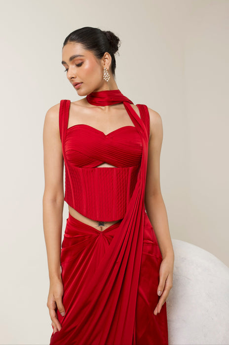 RAKT GUL CORSET SAREE