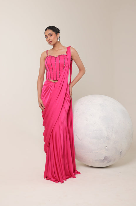 PINK EMBROIDERED SAREE