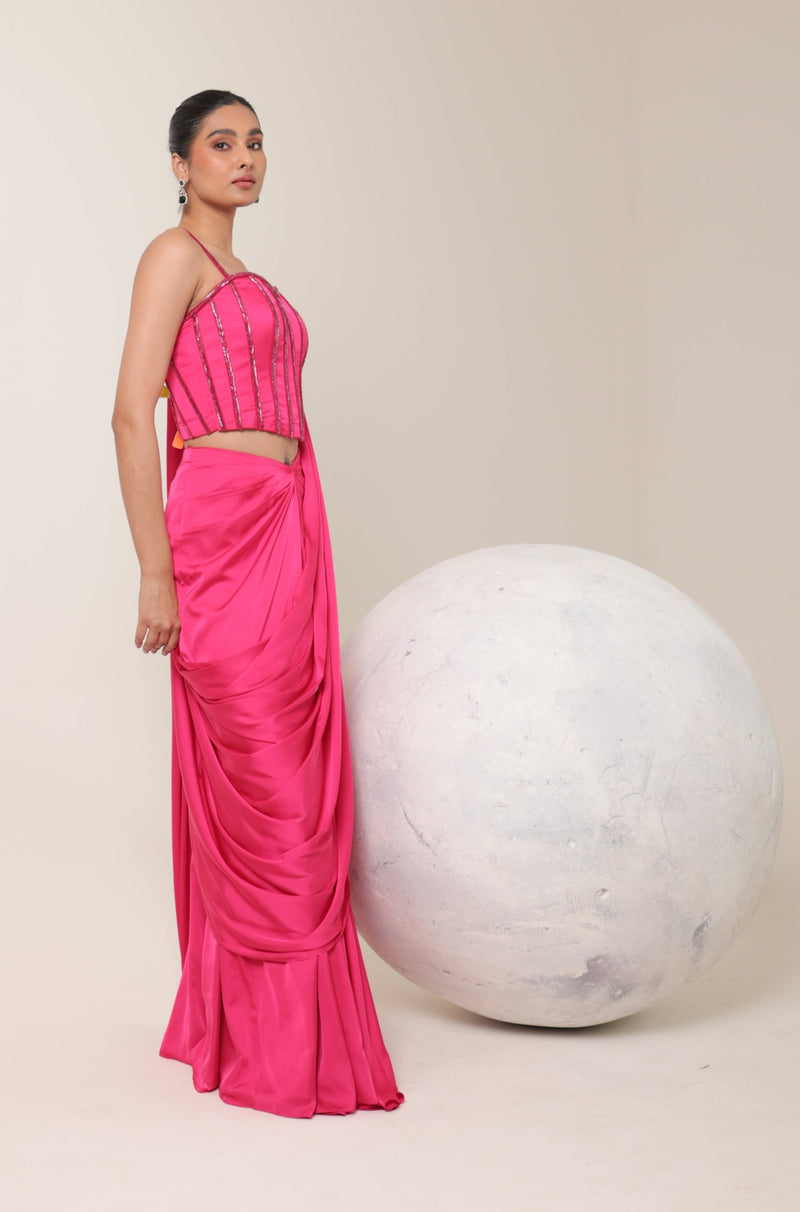 PINK EMBROIDERED SAREE