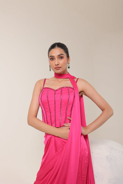 PINK EMBROIDERED SAREE