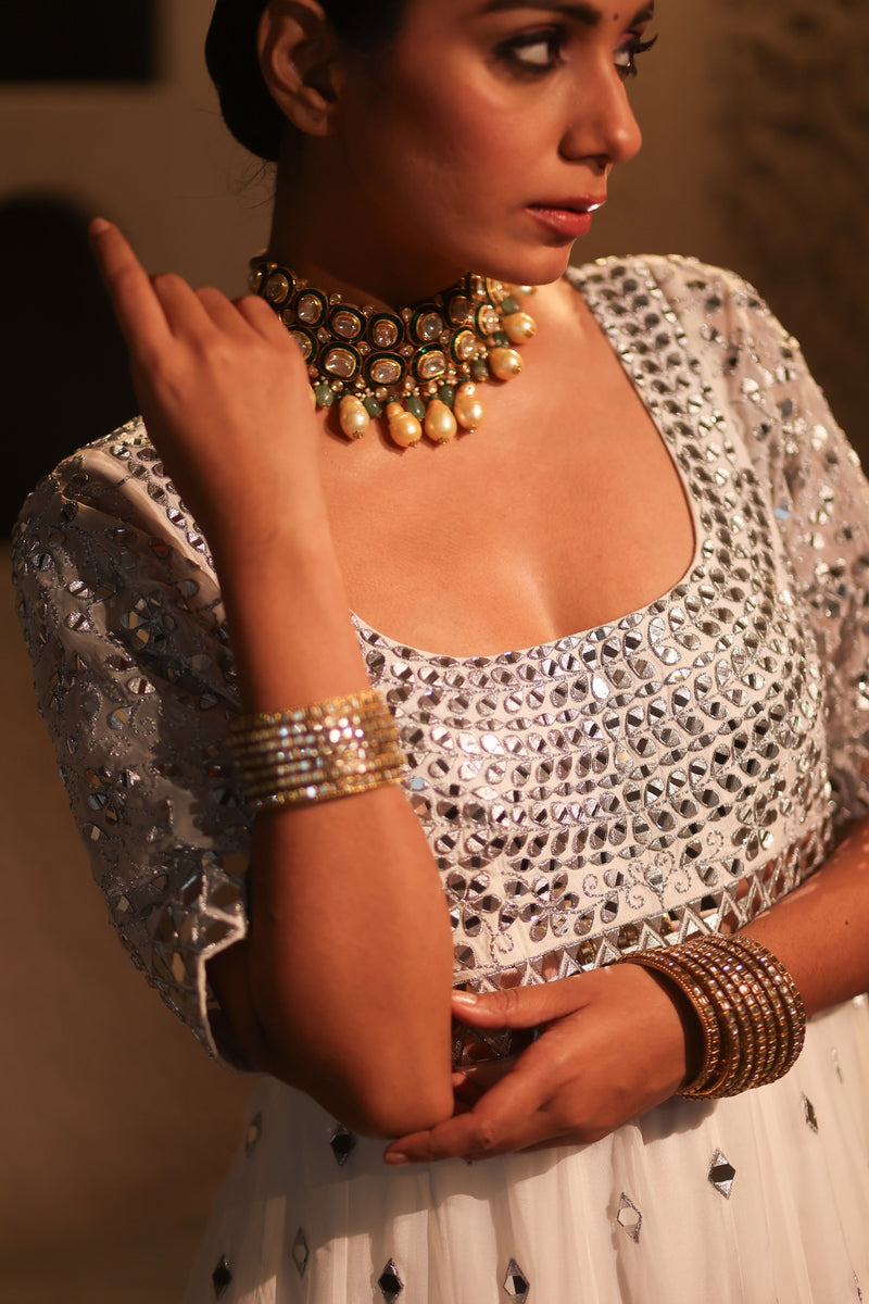 Nazakat White Anarkali