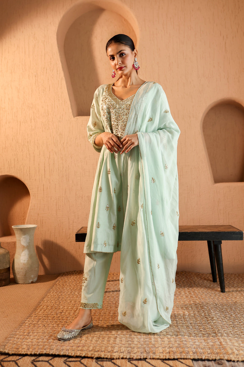 Nazakat  Green Mirror Work Suit