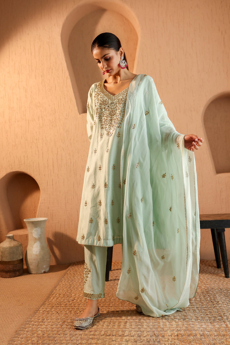 Nazakat  Green Mirror Work Suit