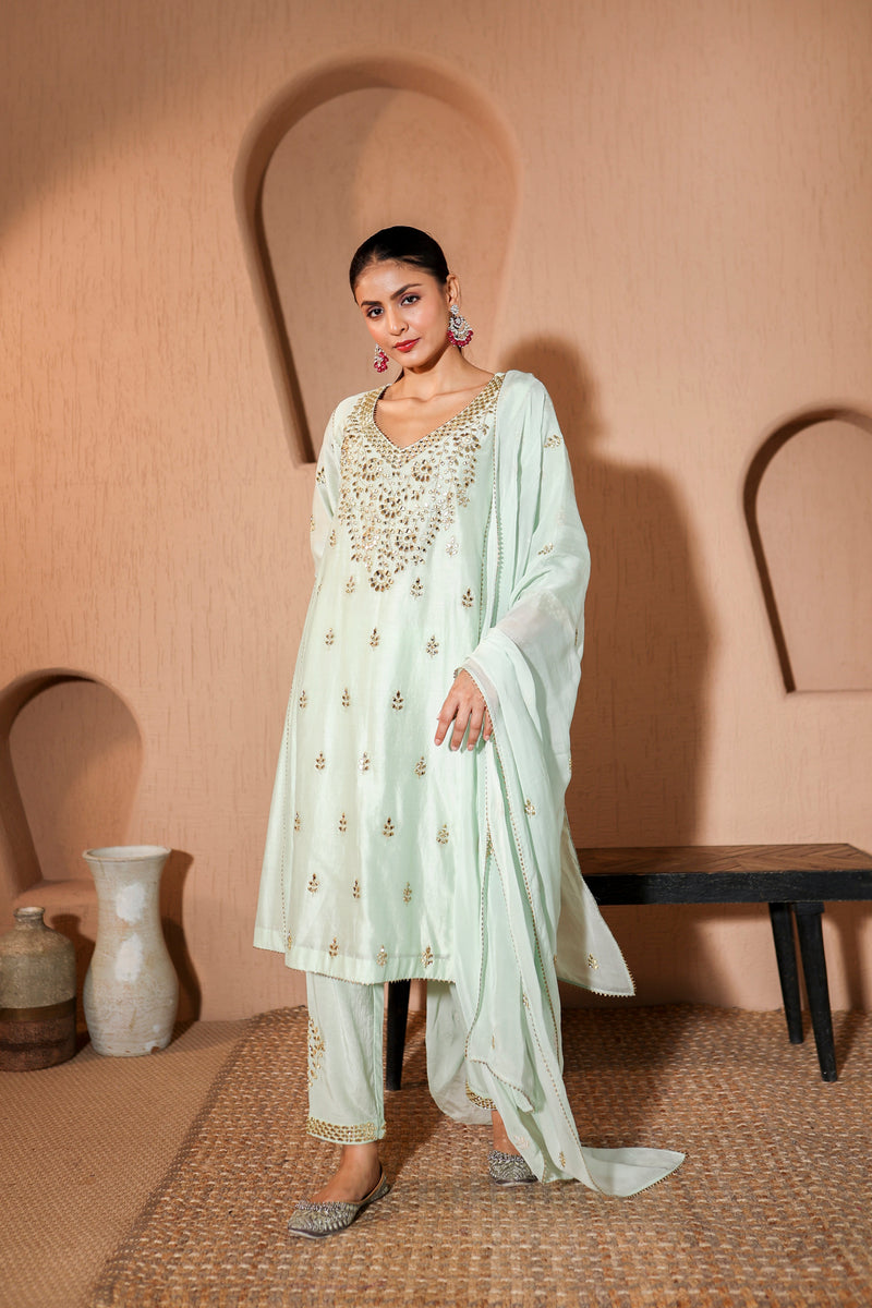 Nazakat  Green Mirror Work Suit