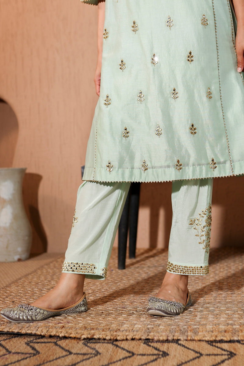 Nazakat  Green Mirror Work Suit