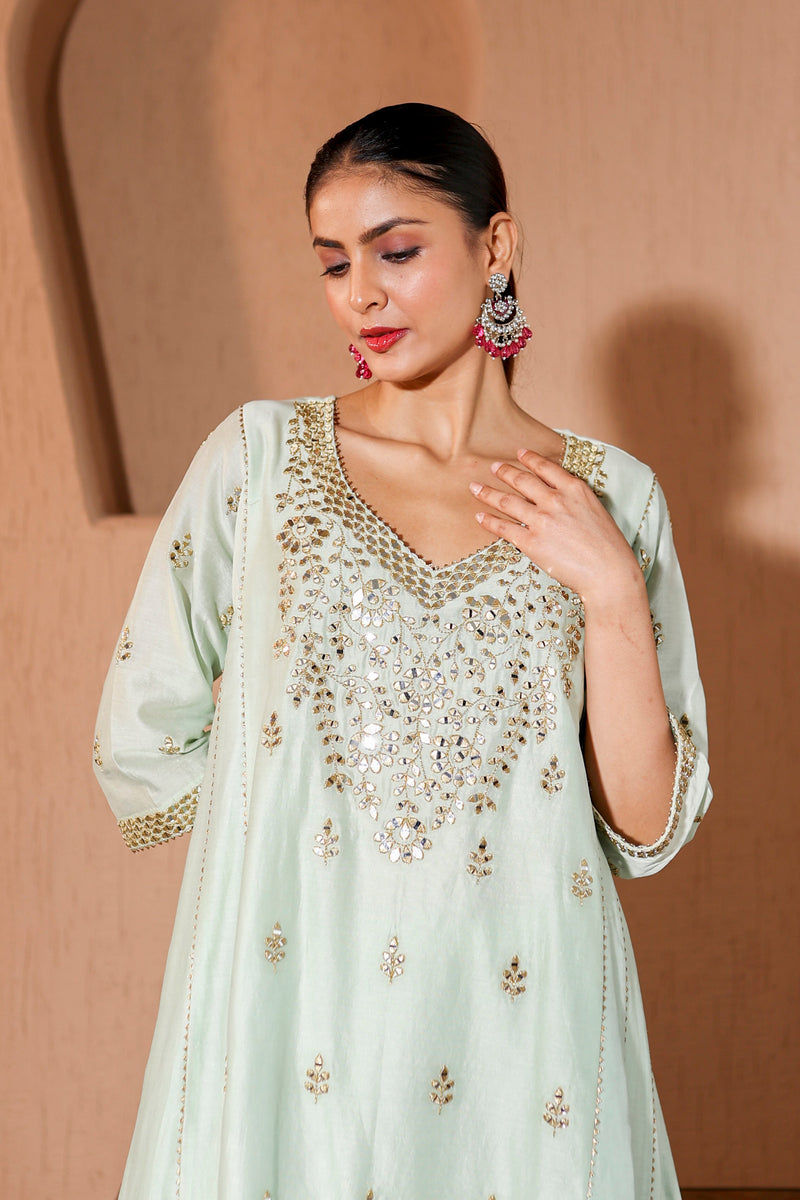 Nazakat  Green Mirror Work Suit