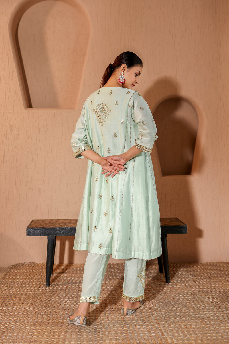 Nazakat  Green Mirror Work Suit