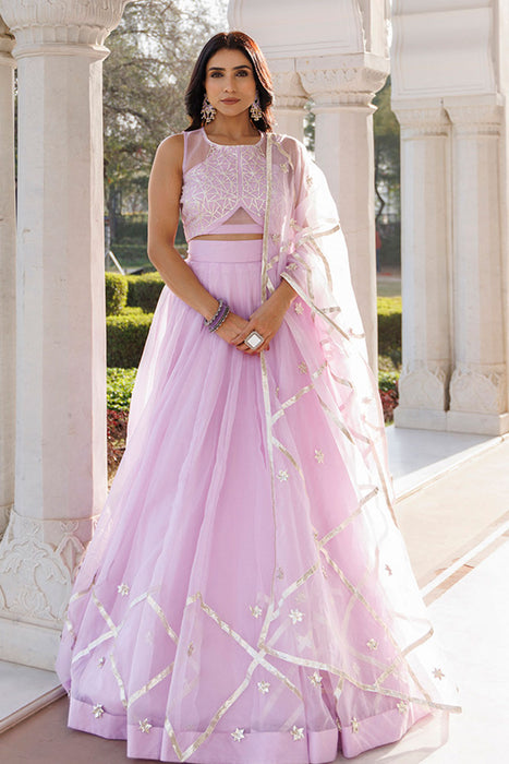 Petal Purple Organza Lehenga Set