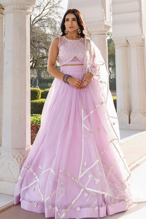 Petal Purple Organza Lehenga Set