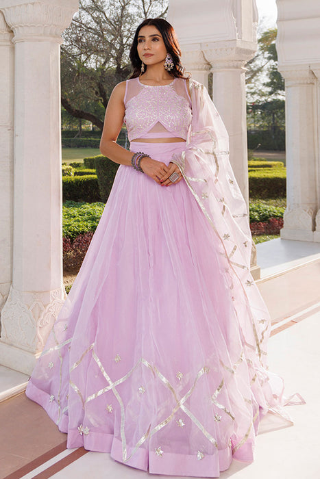 Petal Purple Organza Lehenga Set