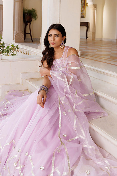 Petal Purple Organza Lehenga Set