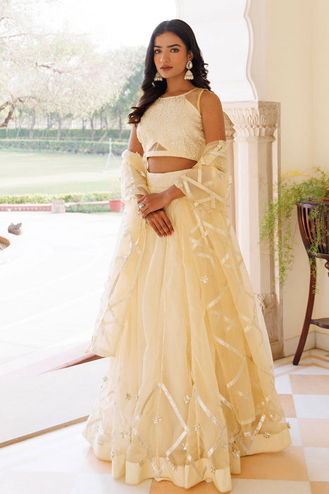Petal Yellow Organza Lehenga Set