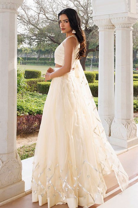 Petal Yellow Organza Lehenga Set