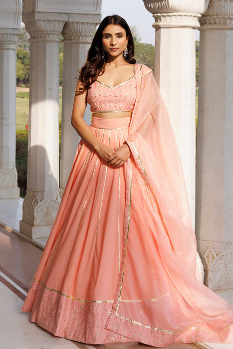 English Rose Cotton Embroidered Lehenga Set