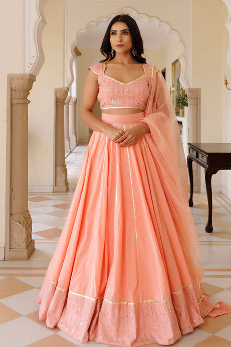 English Rose Cotton Embroidered Lehenga Set