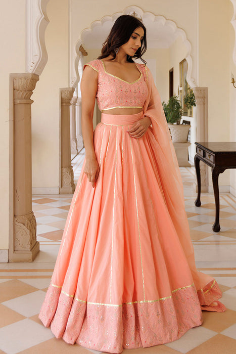 English Rose Cotton Embroidered Lehenga Set