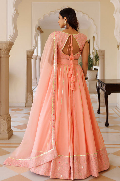 English Rose Cotton Embroidered Lehenga Set