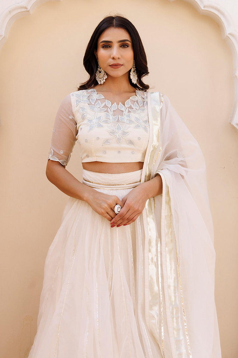 White Whisper Organza Lehenga Set