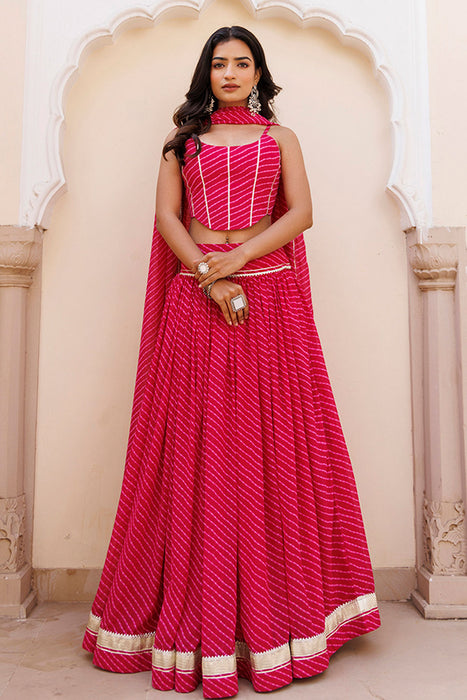 Quartz Pink Leheriya Lehenga Set