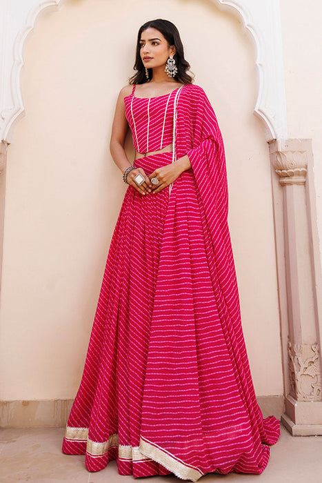 Quartz Pink Leheriya Lehenga Set