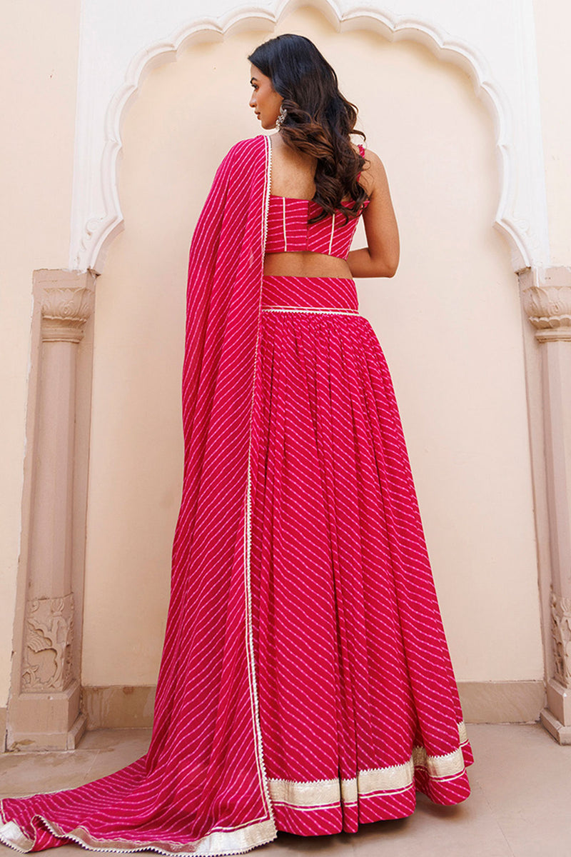 Quartz Pink Leheriya Lehenga Set