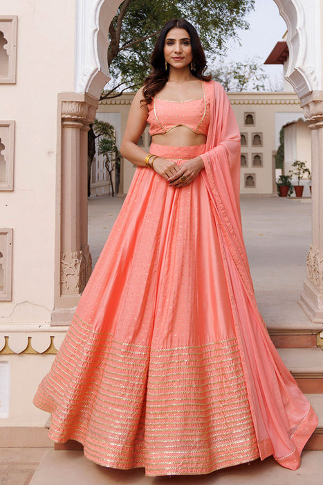 Burnt Coral Lehenga Set