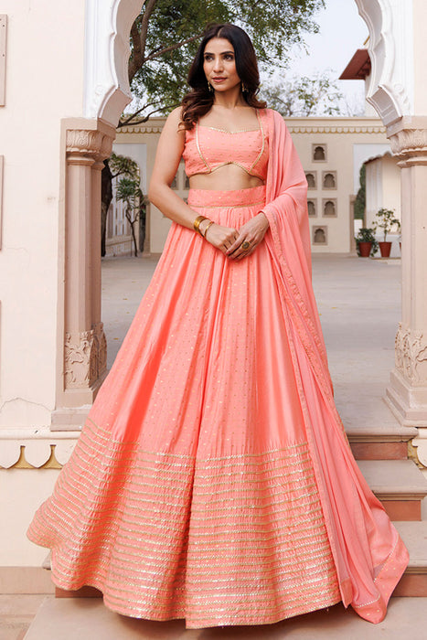 Burnt Coral Lehenga Set