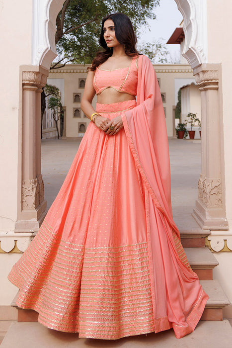 Burnt Coral Lehenga Set