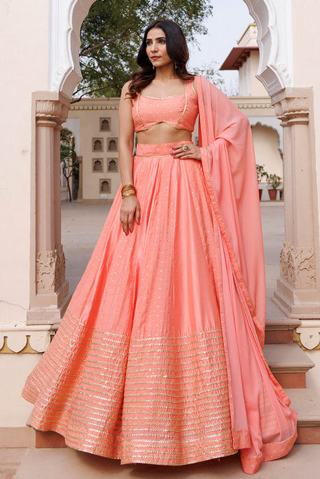 Burnt Coral Lehenga Set
