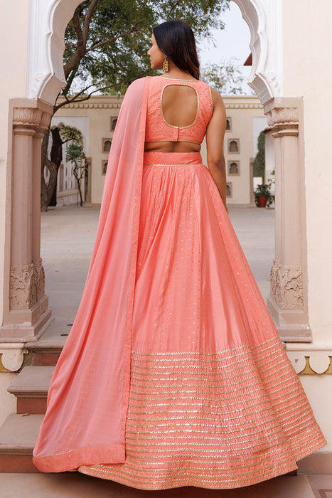 Burnt Coral Lehenga Set
