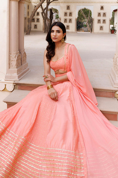 Burnt Coral Lehenga Set