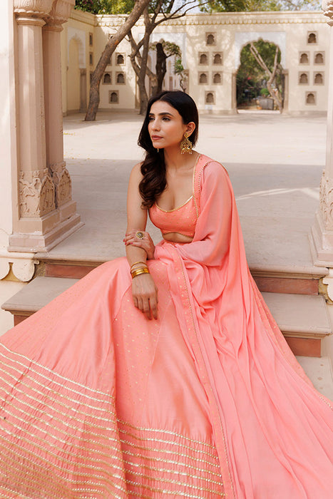 Burnt Coral Lehenga Set