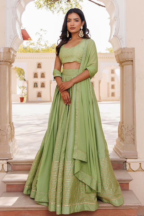 Arcadian Green Silk Lehenga Set