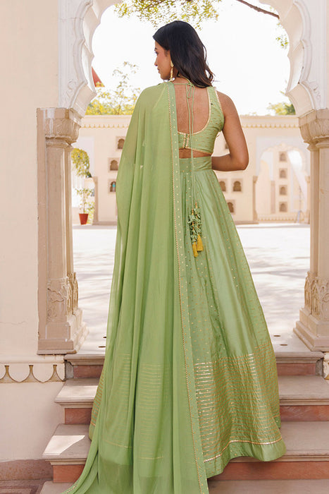 Arcadian Green Silk Lehenga Set