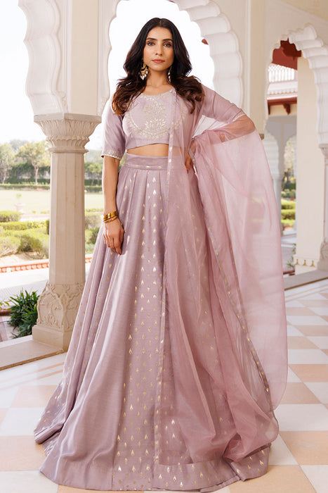 Deauville Mauve Purple Chanderi Lehenga set