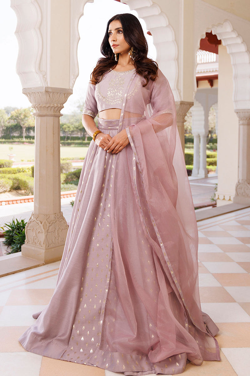 Deauville Mauve Purple Chanderi Lehenga set