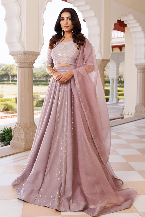 Deauville Mauve Purple Chanderi Lehenga set