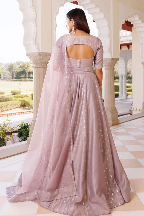 Deauville Mauve Purple Chanderi Lehenga set