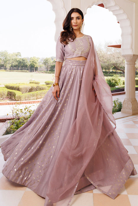 Deauville Mauve Purple Chanderi Lehenga set