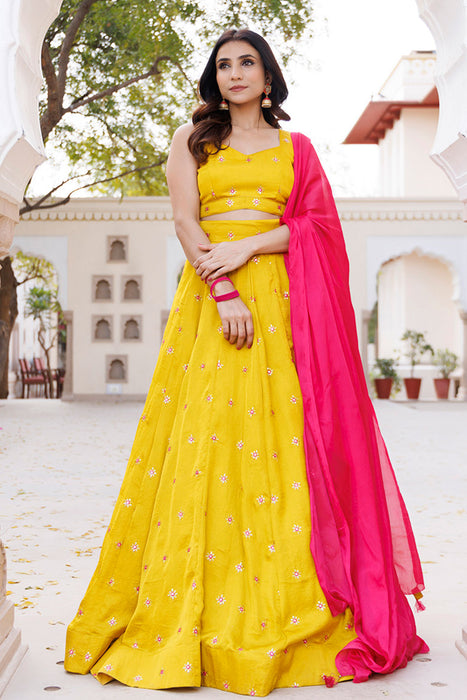 Nugget Gold Silk Lehenga Set