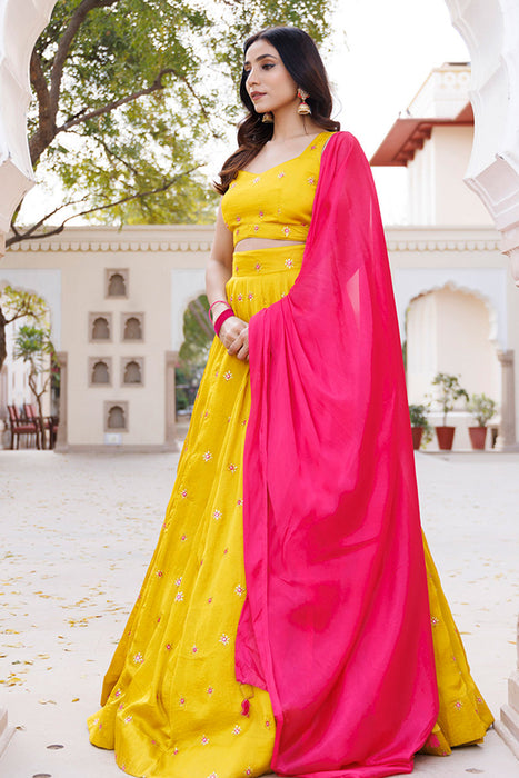 Nugget Gold Silk Lehenga Set