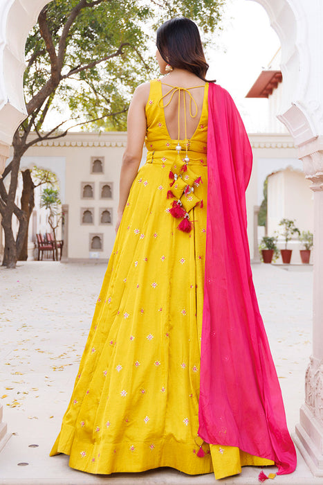 Nugget Gold Silk Lehenga Set
