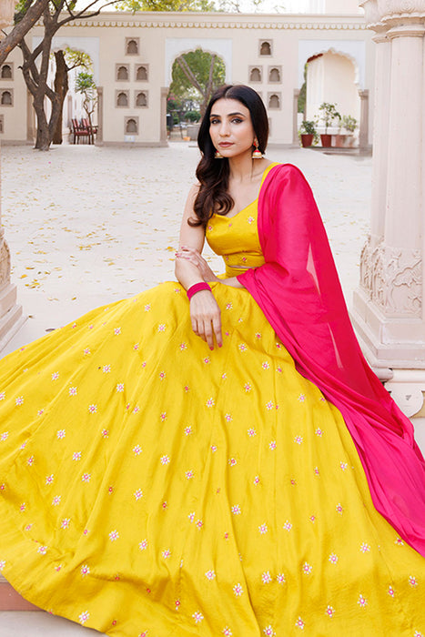 Nugget Gold Silk Lehenga Set