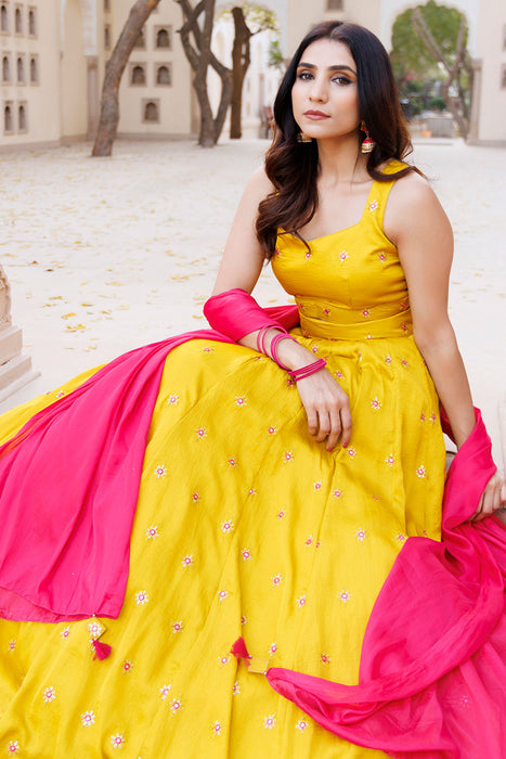 Nugget Gold Silk Lehenga Set