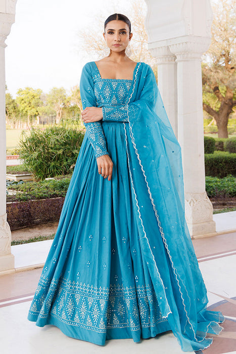 Heaven Mist Blue Cotton Lehenga Set