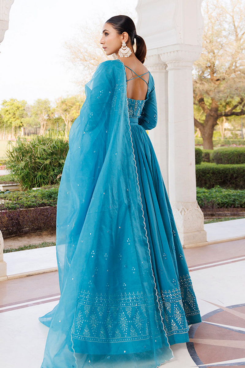 Heaven Mist Blue Cotton Lehenga Set