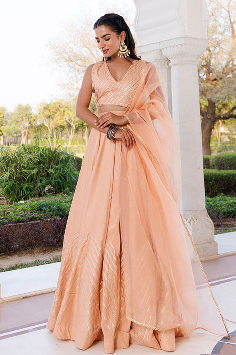 Coral Sand Silk Lehenga Set